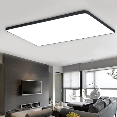 Nordic Iron LED Ceiling Light Modern Minimalist Voice Remote Controlled Ultra-Thin Rectangular Living Room Lamp Acrylic Bedroom
