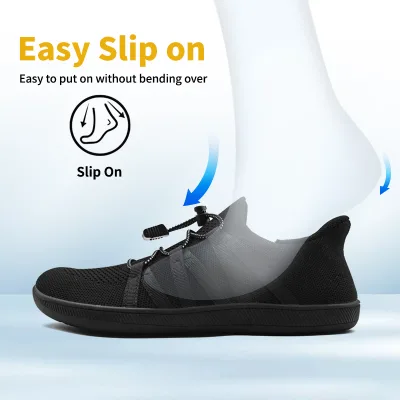 New Breathable Flying Weaving Conductive Hands Free Slip in Shoes Grounded Sports Wide Toe Barefoot Shoes Earthing