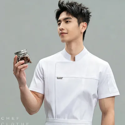 Breathable Summer Custom Logo Chef Work Clothes Short Sleeve Hotel Restaurant Chef Uniform Unisex