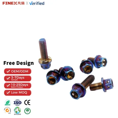 Titanium Alloy Flange Hex Socket Bolts Burned Blue Color Hollow Head Screws M6 M8 Motorcycle Modification Fastener