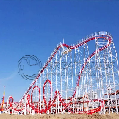 Large Overlapping Roller Coaster Amusement Park Ride Manufacturer Thrill 6 Loops Zip Line Roller Coaster