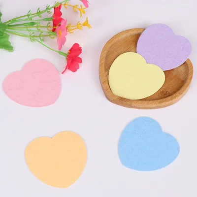 Facial Sponges Heart-shaped Compressed Sponge Wood Pulp Facial Sponge Macaron-Colored Biodegradable Facial Sponges