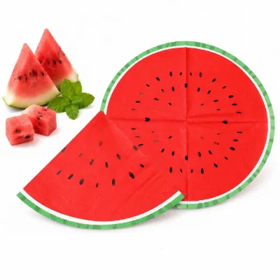 Custom Shaped Watermelon Printed Disposable Napkins, Summer Themed Decorative Paper Napkins for Birthday Parties