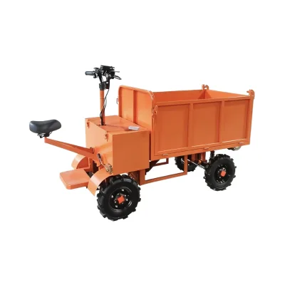 Four-Wheel Hydraulic Electric Dump Cart 1000W Motor 1000kg Load Stainless Steel Shopping Construction Transport Wheelbarrow Sand