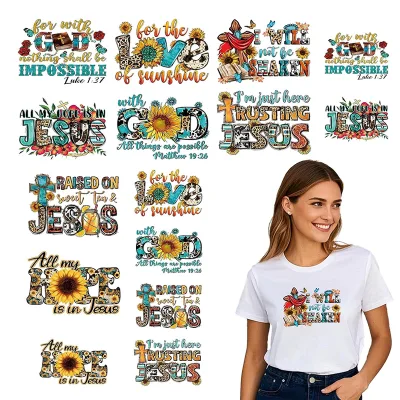 Wholesale Christian Jesus DTF Transfers, Ready to Press Heat Transfer for Apparel