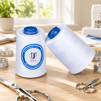 White Color Thick Raw 100% Polyester Thread Trade 203 20s/3 Sewing Threads Low Shrinkage for Sewing