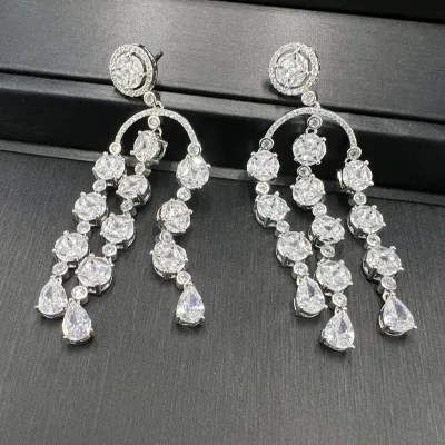 High Quality Dubai White Gold Aaa Cubic Zirconia Natural Stone Earrings Jewelry Women Earrings