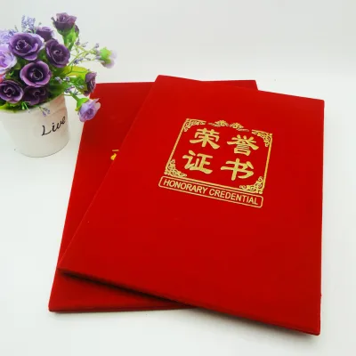 custom logo red velvet a4 certificate folder