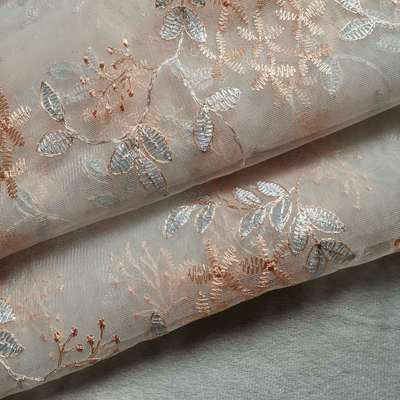 Cute 3D Flowers Embroidered 100% Polyester Tulle Lace Fabric for Girls Long Skirts Wedding Garments Bags Toys (Lightweight)