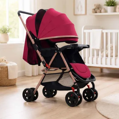 Sit Lie Baby Stroller Dual Pose Switch Pink Shade Black Seat Face Infant Toddler Pram Trolley Walk