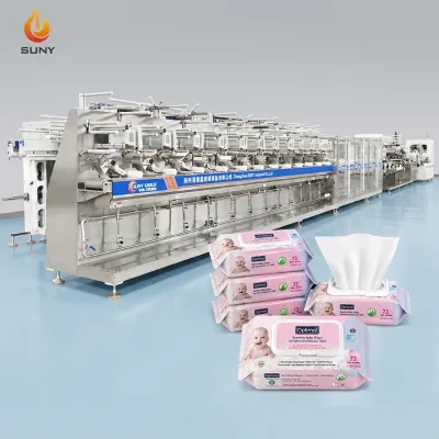 Industrial 12 Way Wet Wipes Manufacturing Machine Dual Mother Rolls 12 Lines Synchronous Production