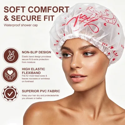 LMLTOP Wholesale Disposable PE Waterproof Shower Cap Elastic Hair Cover for Hotel Salon Spa Travel Home Use Custom Logo