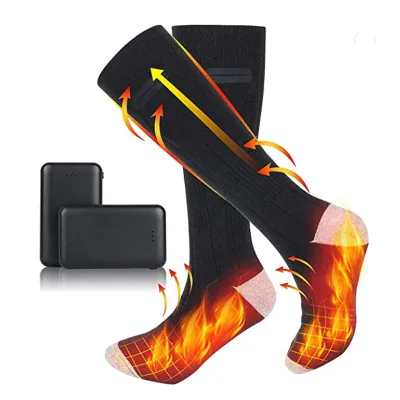 USB Rechargeable Heated Ski Socks Unisex Self-Heating Crew Winter Footwear Thick 3D Knitted