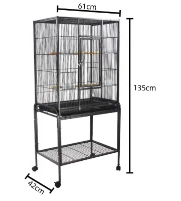 KWS Cheap Solid Eco-Friendly Metal Big Bird Cage with Plastic Tray and Button Closure for Parrots