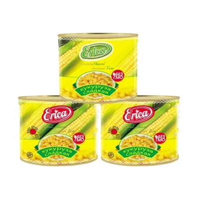 Erica Brand Hot Selling Canned Sweet Kernel Corn 130g/184g/250g/340g/425g/2500g/2840g Water Ready Ship Private Label Available
