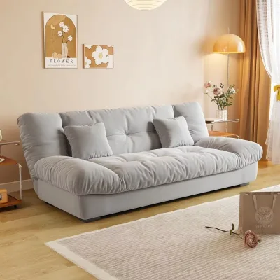 Cloud Dual-Purpose Foldable Two Seat Fabric Sofa Bed Set Multi-functional Living Room Small Apartment Villa Modern Cream Sponge