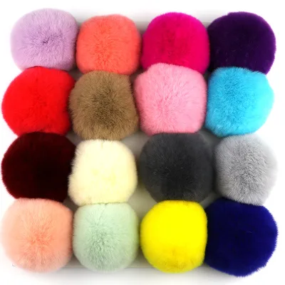 2025 Factory DIY Wholesale 8 cm Rex Rabbit Fur Ball Fur Pom Poms for Clothing Accessories