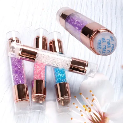 Cross-border New Nail Art Electroplated Diamond Elastic Transparent Milky White Double-headed Seal Small Size Stamp Printing
