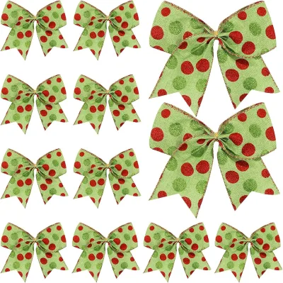 Christmas Polka-Dot Bow Decorations European American-Style Bows Cloth 15x15cm Christmas Accessories Gift Box Embellishments