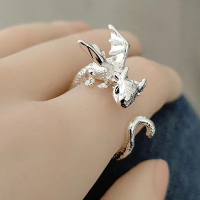 Flying dragon animal shaped cute ring female fashion personality high-end niche design, cool style index finger ring