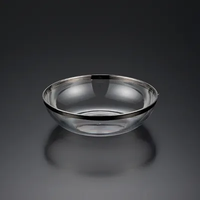 Disposable clear Plastic Mini Round Bowl with Silver Edge