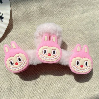 Linda Cartoon Labubu Monster Hair Scratch Plush Hairpin Girl Sweet Shark Clip Labubu New Hairpin