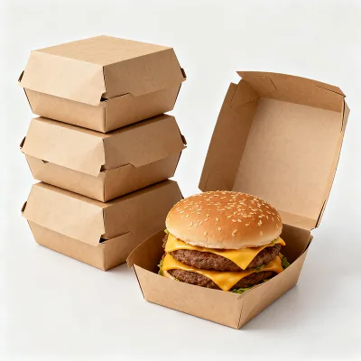 Quick Delivery Square White Heat Resistant Hinged Burger Clamshell Paper Box Eco-Friendly Biodegradable Reusable OEM Available