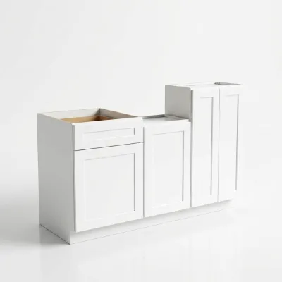 Modern Wood White Shaker Ready Assemble Modular Kitchen Cabinets & Bathroom Vanity Laminate Countertop Eco-Friendly