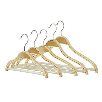 New Arrive Natural Wood Color Plywood Laminated Wooden Clothes Top Hanger