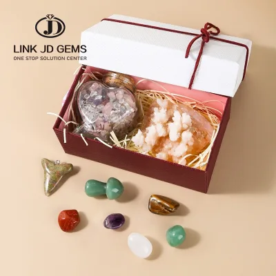 Fashion Unique Design Jewelry Making Supplies Natural Loose Stone Heart Wishing Bottle Gravel+Stalactite Gifts Box
