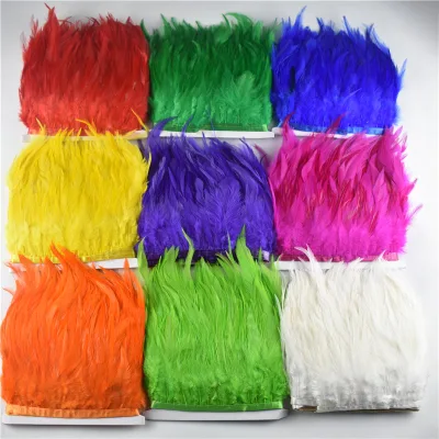 Wholesale High Quality Dyed Multi-colored Rooster Saddle Feather Trim for Party Dress