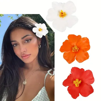 9cm Mixed Color Hawaiian Party Hibiscus Flower Hairpin Foam Big Flower Hair Accessories Banquet Simulation Flowers