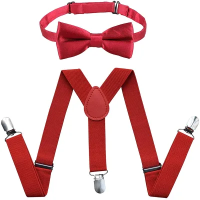 Kids Suspenders Bowtie Suit Adjustable Suspender With Bow Tie for Boys and Girls