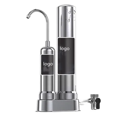 Kitchen Water Filter System 2 Stages Desktop Stainless Steel Faucet Water Filter with Pvdf Washable Uf Membrane