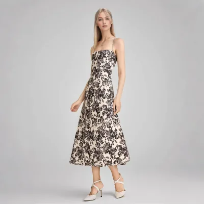Vintage Inspired Flower Print Midi Dress for Women Beach Dresses for Summer Night Casual Wedding Party Style Skin Friendly ODM