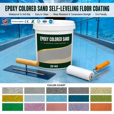 Epoxy Colored Sand Flooring Self Leveling System Decorative Seamless Anti Slip Resistant for Showroom Exhibition Hall Garage