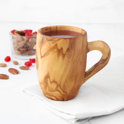 Large Wooden Mug Wooden Cup Handmade Olive Wood Handmade Mug for Warm and Cold Liquids