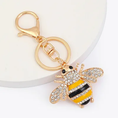 2026 New Arrival Creative Couples Car Keychain Gift Popular Exquisite Sparkling Zircon Wasp Pendant Keychain Gifts for Women