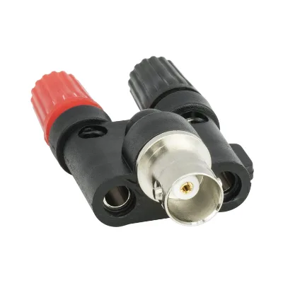 BNC Female to Dual 4mm Banana Binding Post Adapter, RF Coaxial Test Connector for Oscilloscope Multimeter