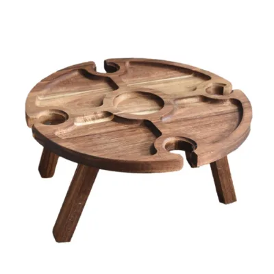 Portable Folding Rack Multifunction Wooden Table for Kitchen Use Storage Holders & Racks Fruits Red Wine and Nuts