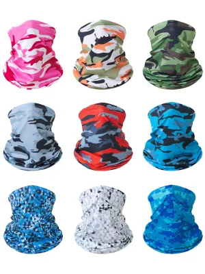 Summer Thin Sun-Protective Polyester Neck Gaiter Unisex Cycling Face Mask Dust-Proof Camo Digital Print Breathable Ice Silk