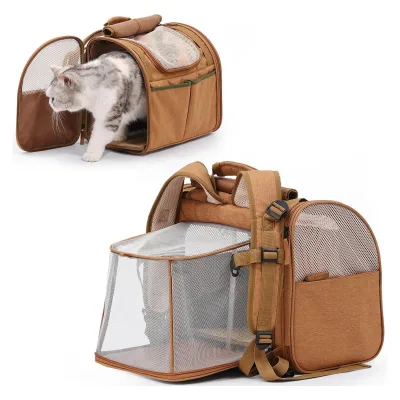 Expandable Lightweight Portable Modern Outdoor Pet Backpack Carrier Breathable Mesh Windows Adjustable Shoulder Straps