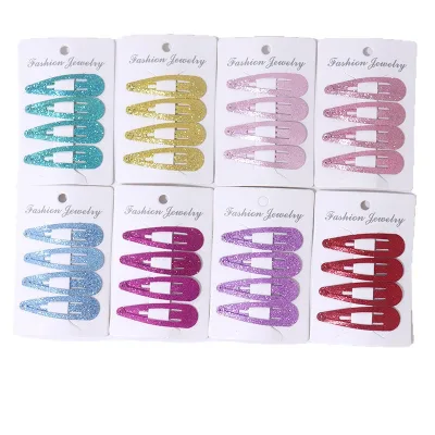 Elegant Snap Hair Clips for Women Surface Metal Dropping Oil Shining Hair Clip Fashionable Cute Candy Colored Hair Clip