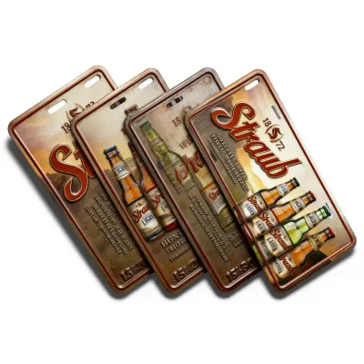 Custom Embossed 3D Aluminum License Plate Waterproof Anti-Rust Frosted Finish Heritage Brewery Beer Bottle Collection Decor