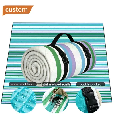 Custom Logo High Quality Waterproof Boho Foldable Lightweight Thickened Ins Outdoor Picnic Mat Camping Picnic Cloth Blanket
