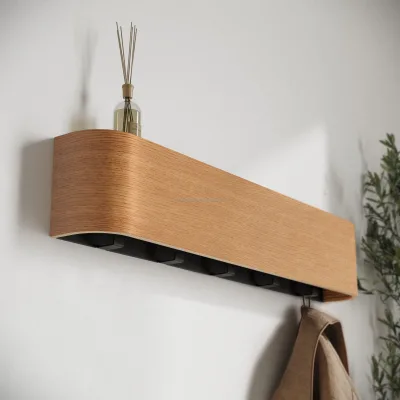 Hot Sales Solid Wood Coat Hanger Floating Wall Shelf Modern Design Coat Rack with Hidden Wall Hooks