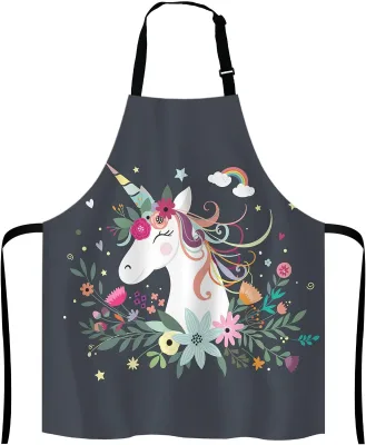 Home LOGO Kids Apron & Chef Hat Set-Custom Printed Cotton Washable Reusable Eco-Friendly Kitchen Cooking Apron