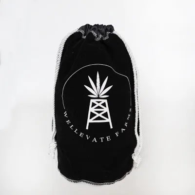 Custom Reusable Black Cotton Linen Canvas Drawstring Bag with Silk Screen Printed Logo for Packaging Dust Pouch