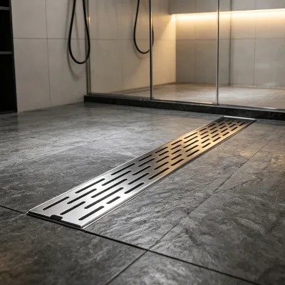 Stainless Steel 304 Water Valve Hotel Bathroom Shower Room Long Grate Liner Floor Drain with Side Outlet