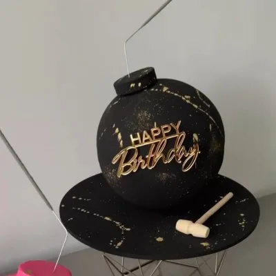 New Arrival Ins Style Happy Birthday Acrylic Side Cake Topper Cake Decoration for Birthday Party